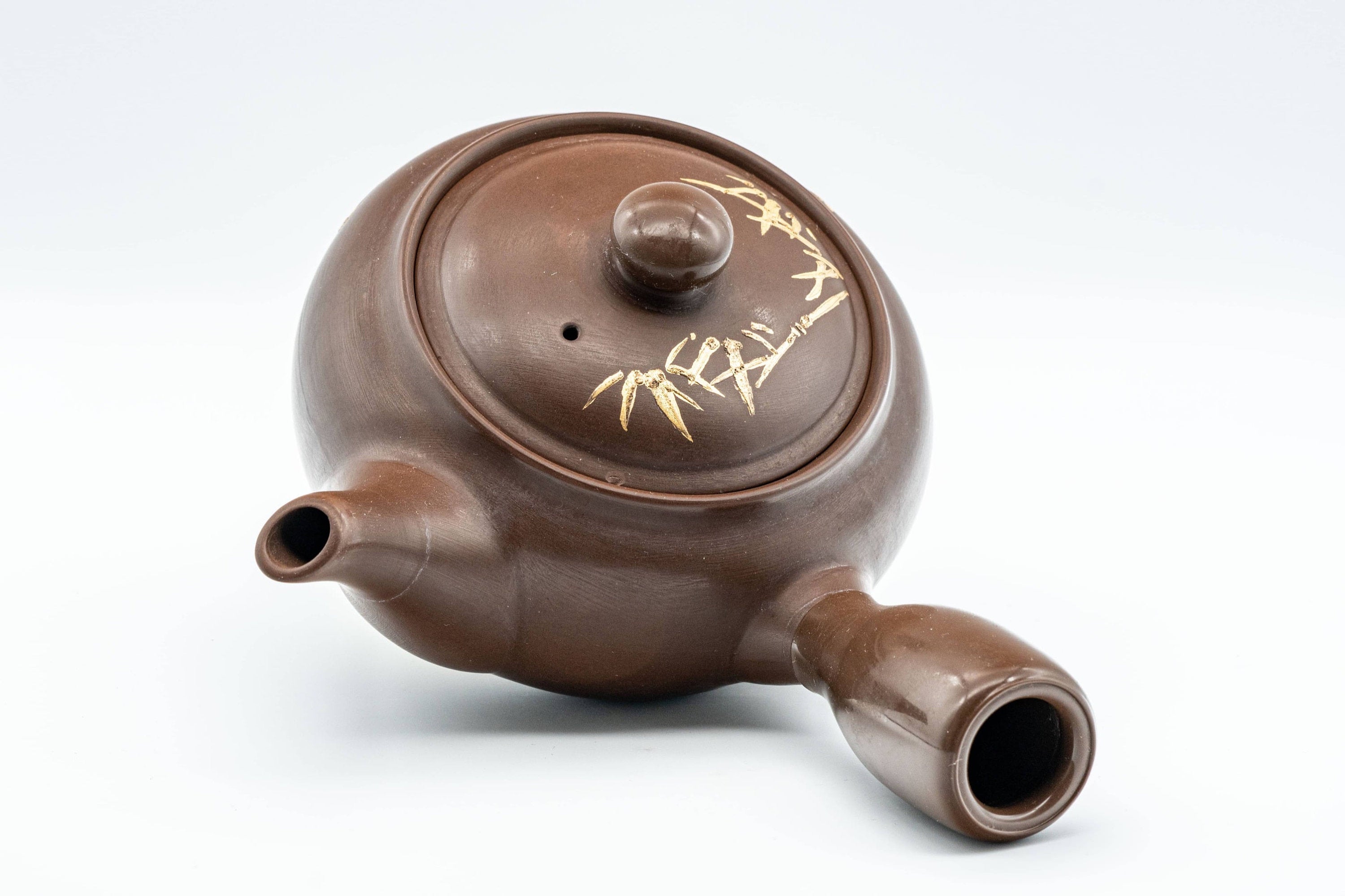Japanese Kyusu - Brown and Gold Bamboo Teapot with Rubber Grip - 350ml