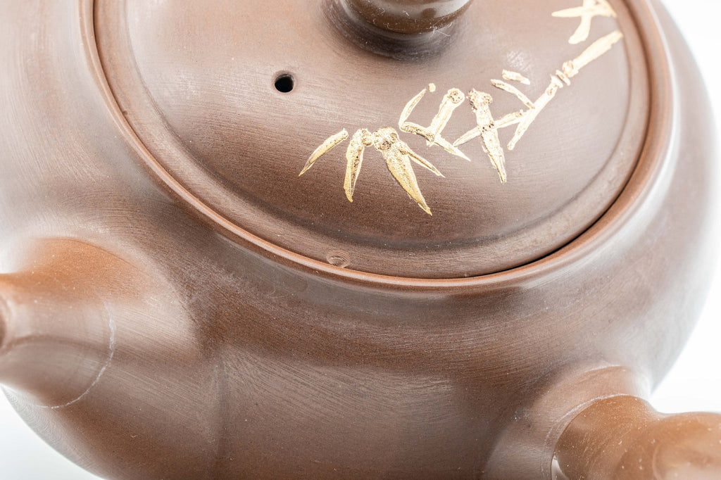 Japanese Kyusu - Brown and Gold Bamboo Teapot with Rubber Grip - 350ml