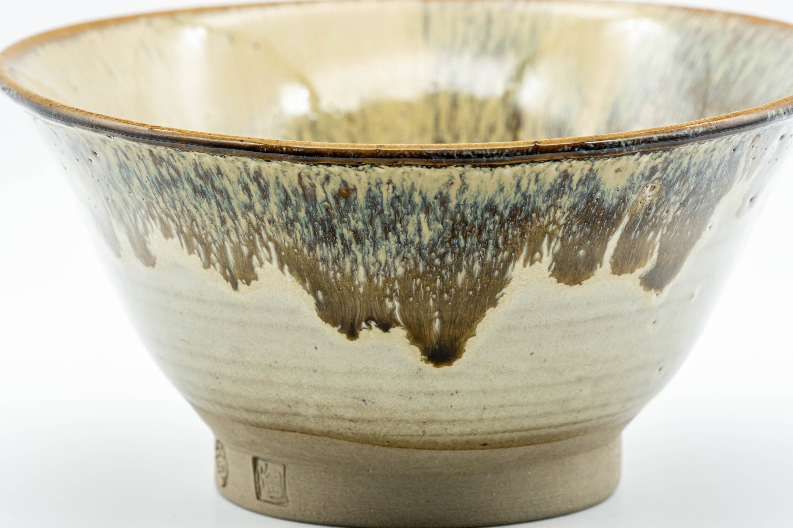 Japanese Matcha Bowl - 竜 陶 Asagao-gata Tenmoku Nagashi Glazed Chawan - 450ml
