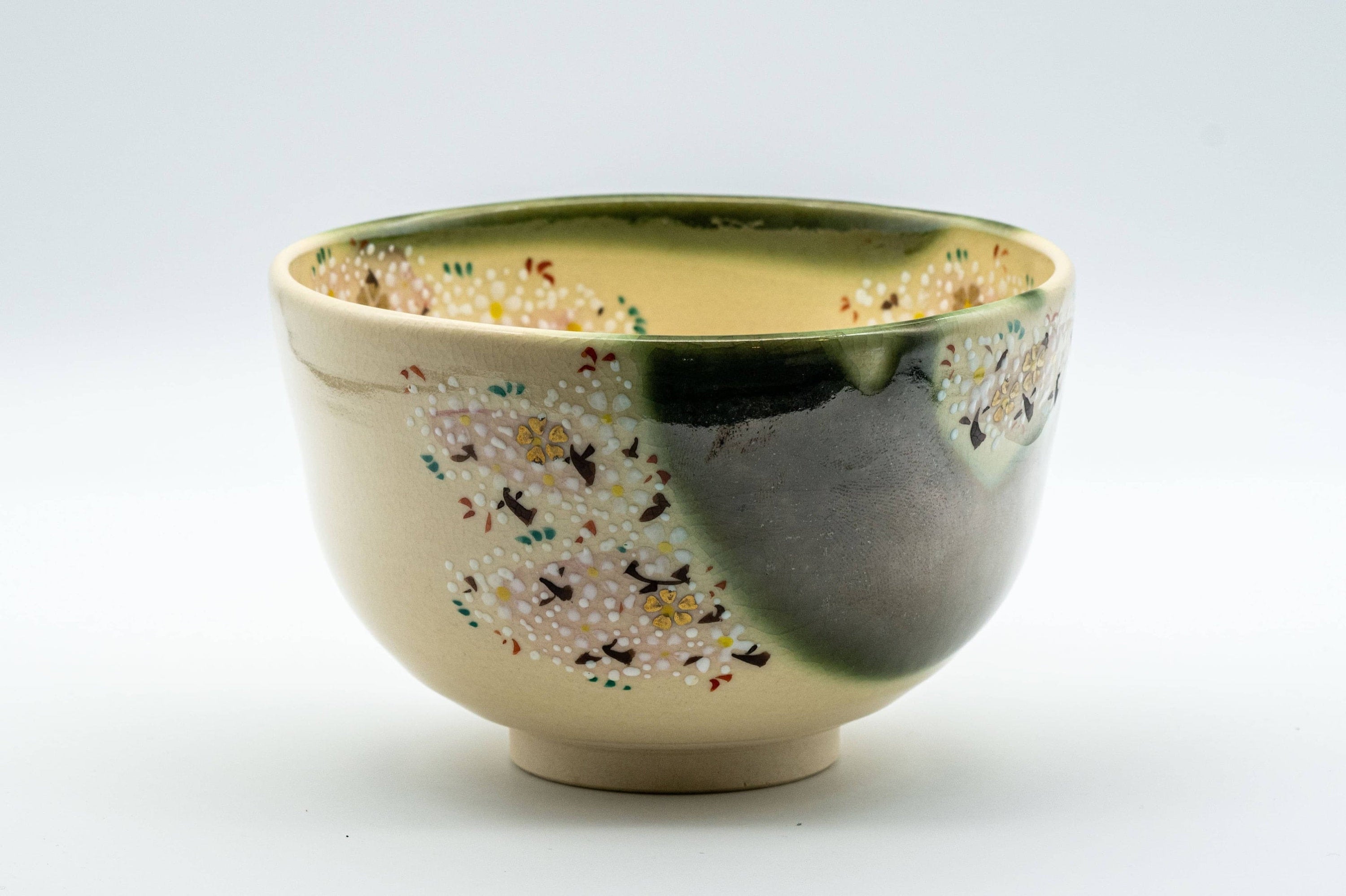 Japanese Matcha Bowl - 宝泉 Hosen Ninsei Cherry Blossom KIyomizu-yaki Chawan - 400ml