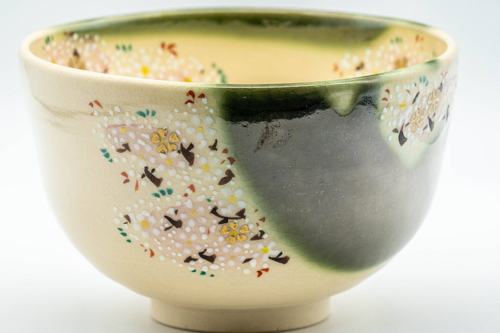 Japanese Matcha Bowl - 宝泉 Hosen Ninsei Cherry Blossom KIyomizu-yaki Chawan - 400ml