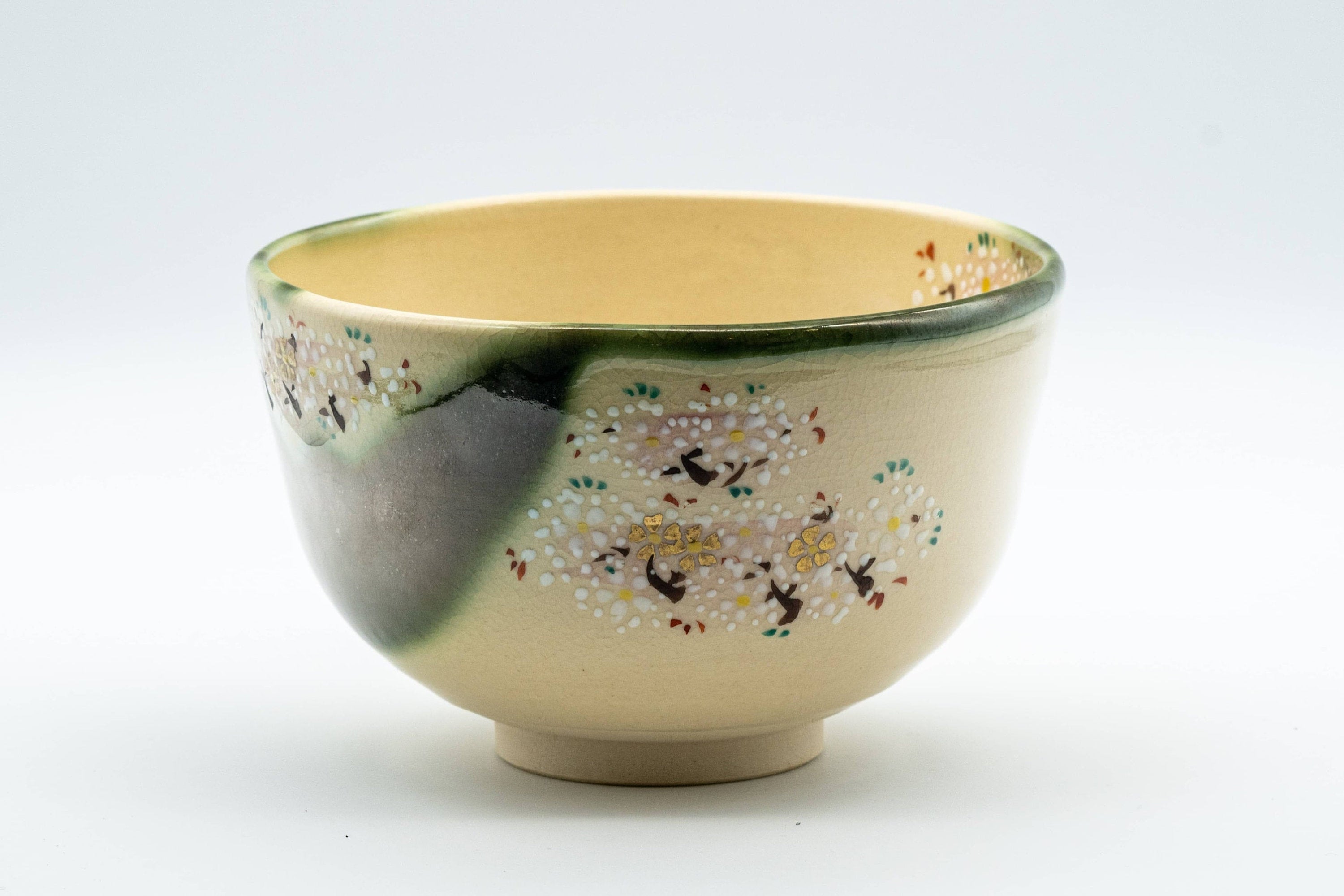 Japanese Matcha Bowl - 宝泉 Hosen Ninsei Cherry Blossom KIyomizu-yaki Chawan - 400ml