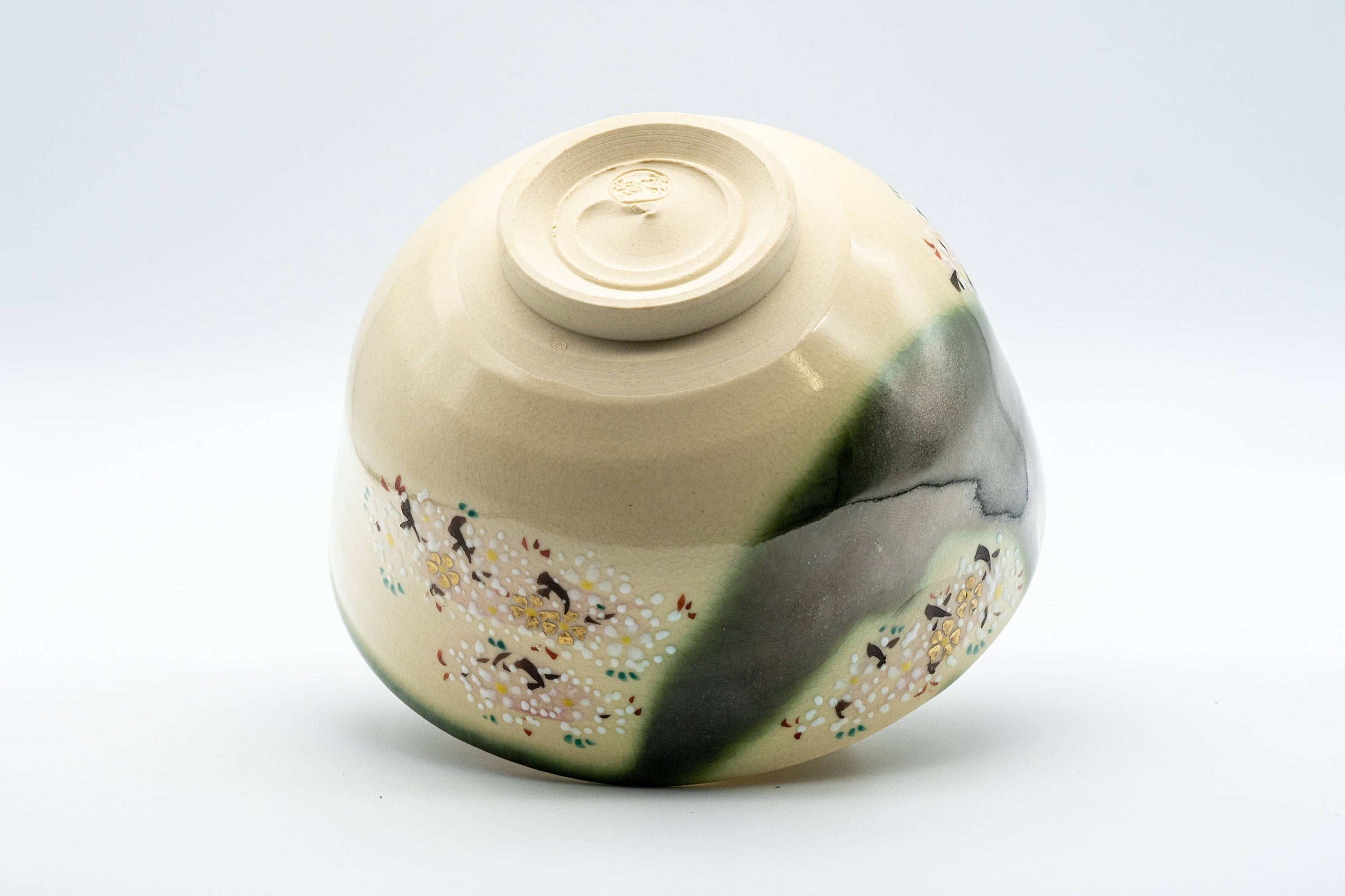 Japanese Matcha Bowl - 宝泉 Hosen Ninsei Cherry Blossom KIyomizu-yaki Chawan - 400ml