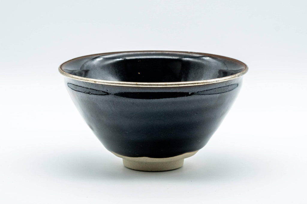 Japanese Matcha Bowl - Teiichi Oketani 定一桶谷 Black Tenmoku Kyo-yaki Chawan with Fukurin - 300ml