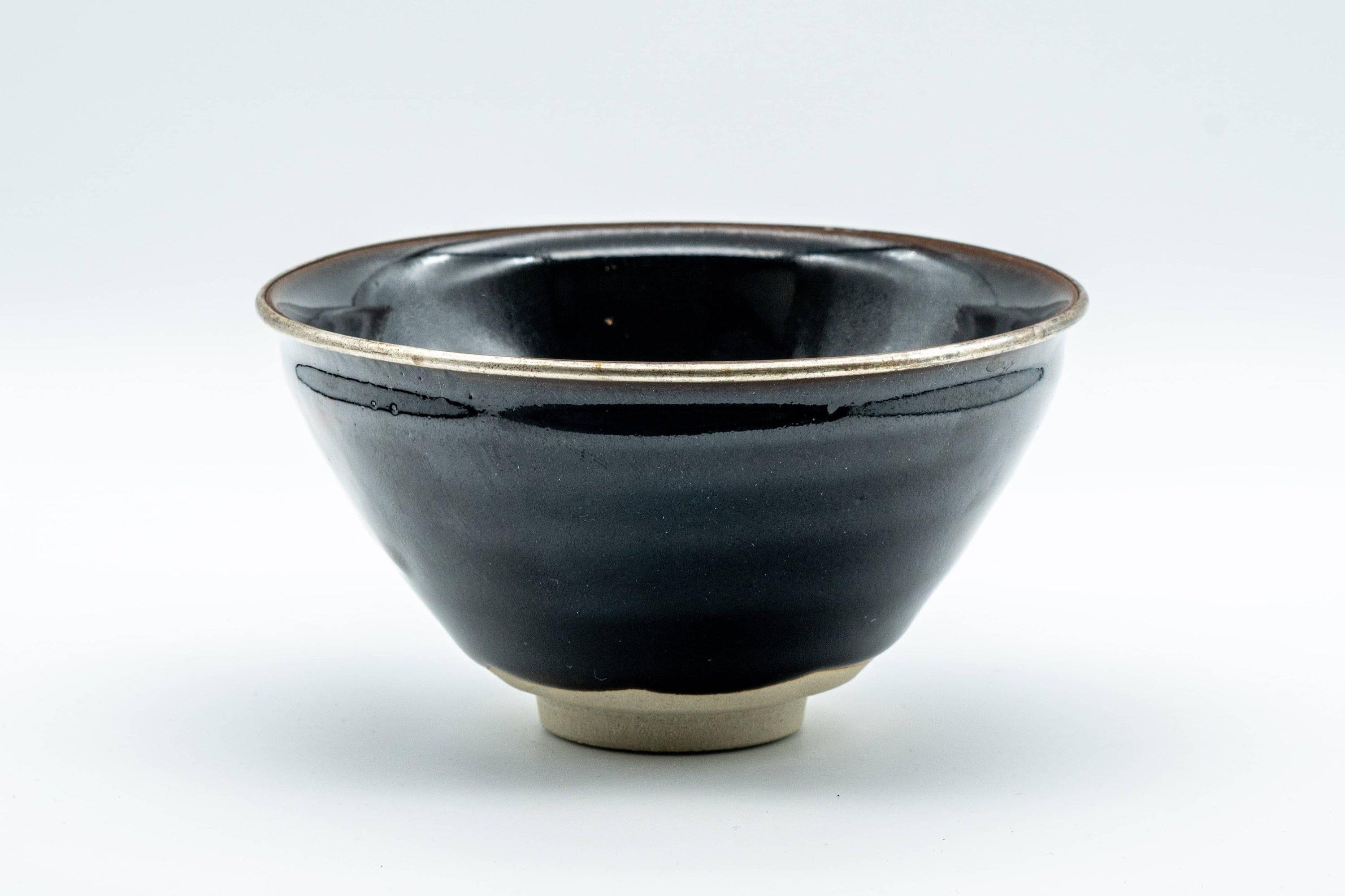 Japanese Matcha Bowl - Teiichi Oketani 定一桶谷 Black Tenmoku Kyo-yaki Chawan with Fukurin - 300ml