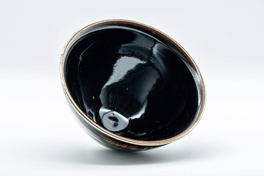 Japanese Matcha Bowl - Teiichi Oketani 定一桶谷 Black Tenmoku Kyo-yaki Chawan with Fukurin - 300ml