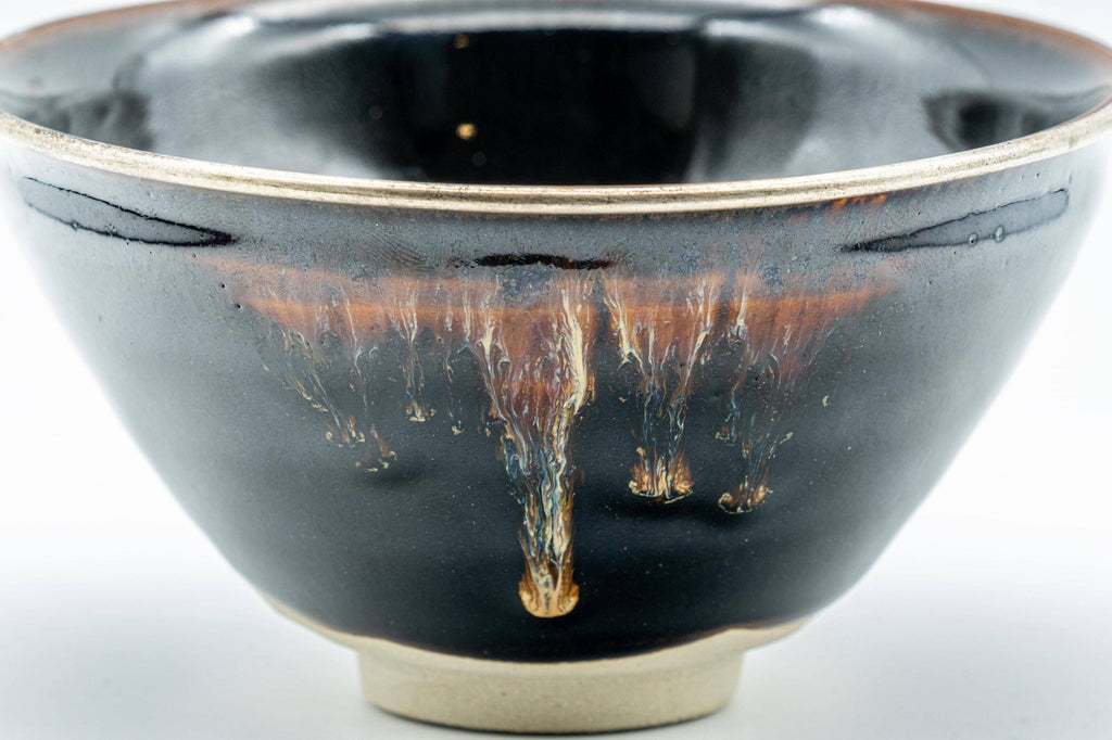 Japanese Matcha Bowl - Teiichi Oketani 定一桶谷 Black Tenmoku Kyo-yaki Chawan with Fukurin - 300ml