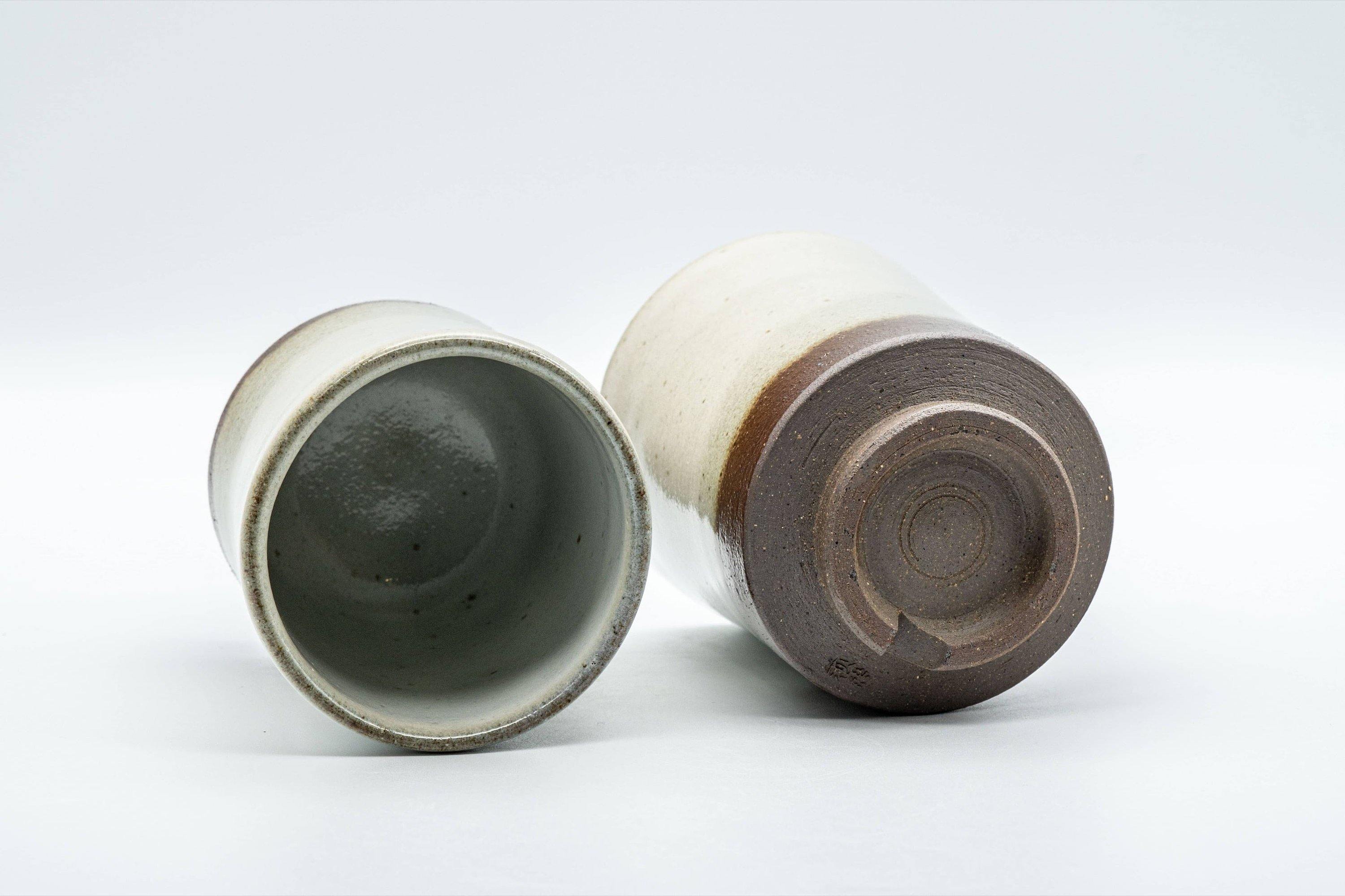 Japanese Teacups - Pair of Waisted White Glazed Meoto Yunomi