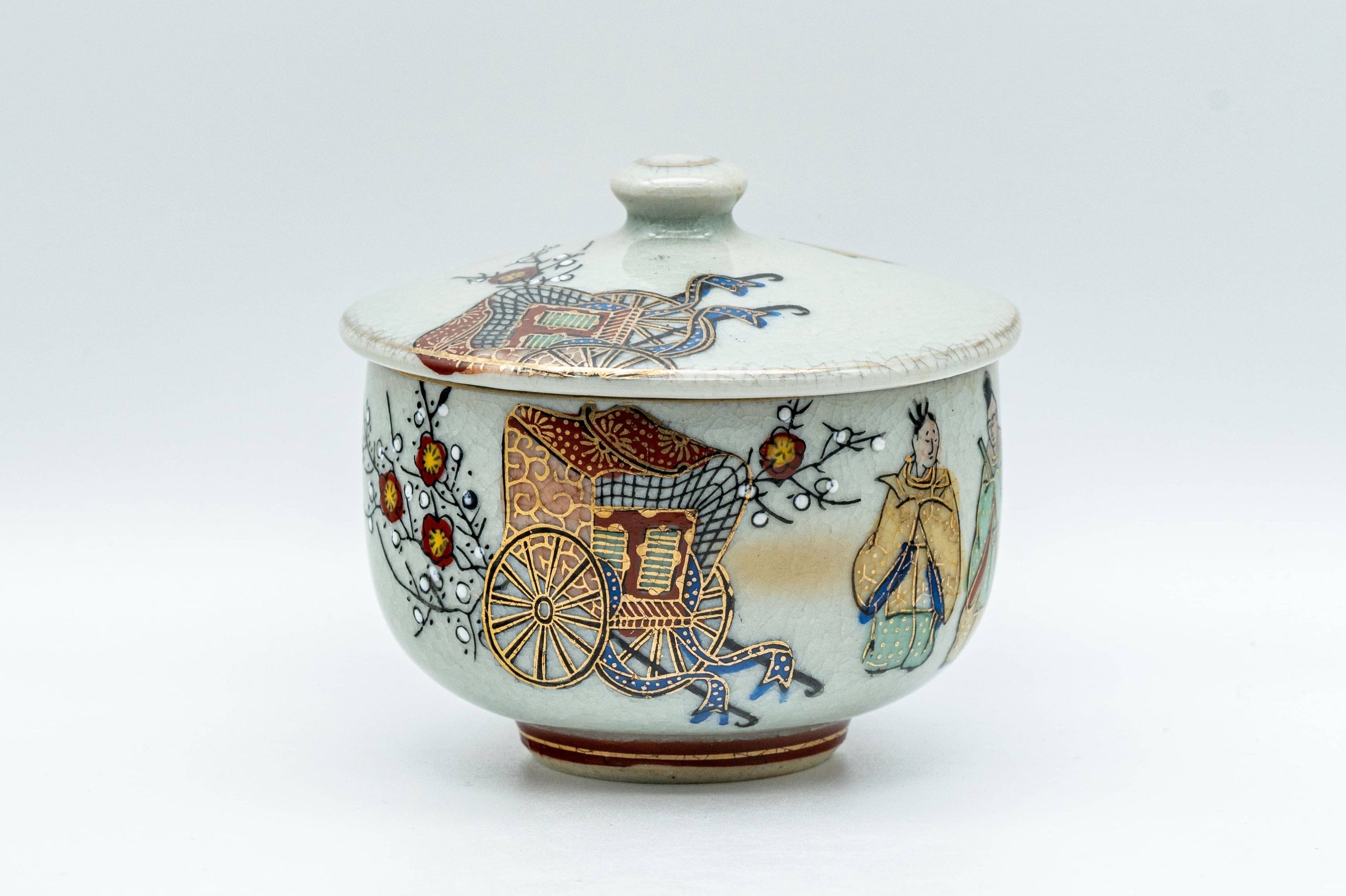 Japanese Tea Set - Kutani-yaki Teapot and Matching Lidded Cup