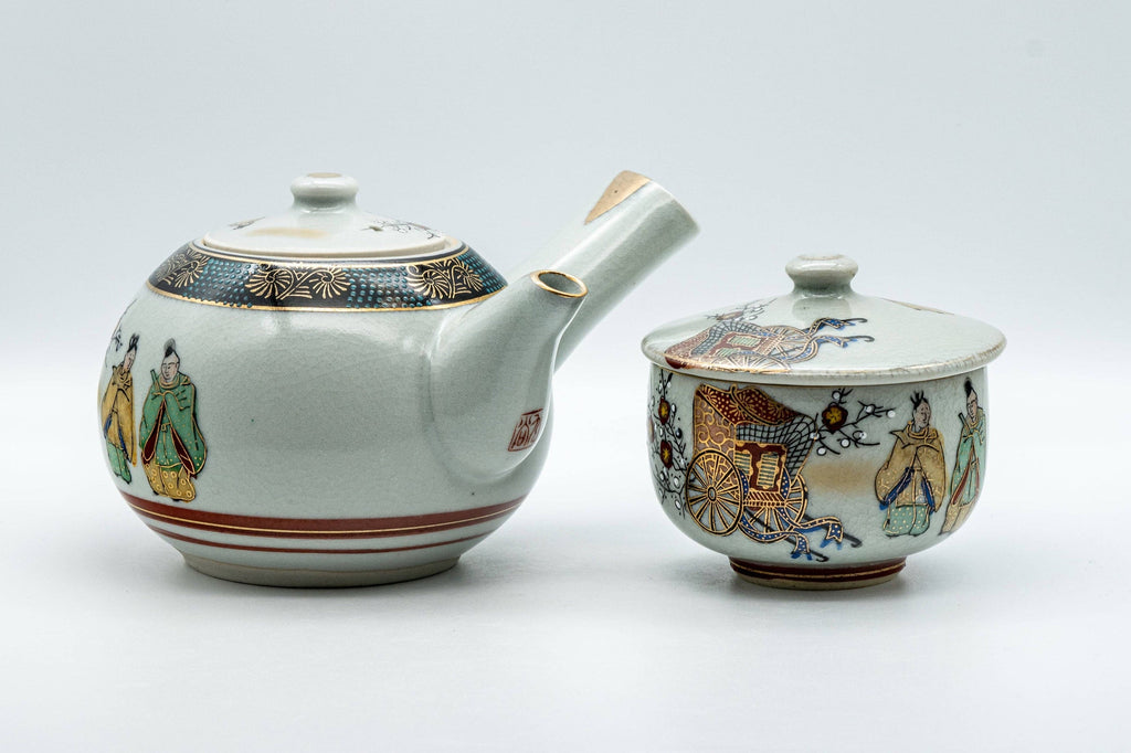 Japanese Tea Set - Kutani-yaki Teapot and Matching Lidded Cup