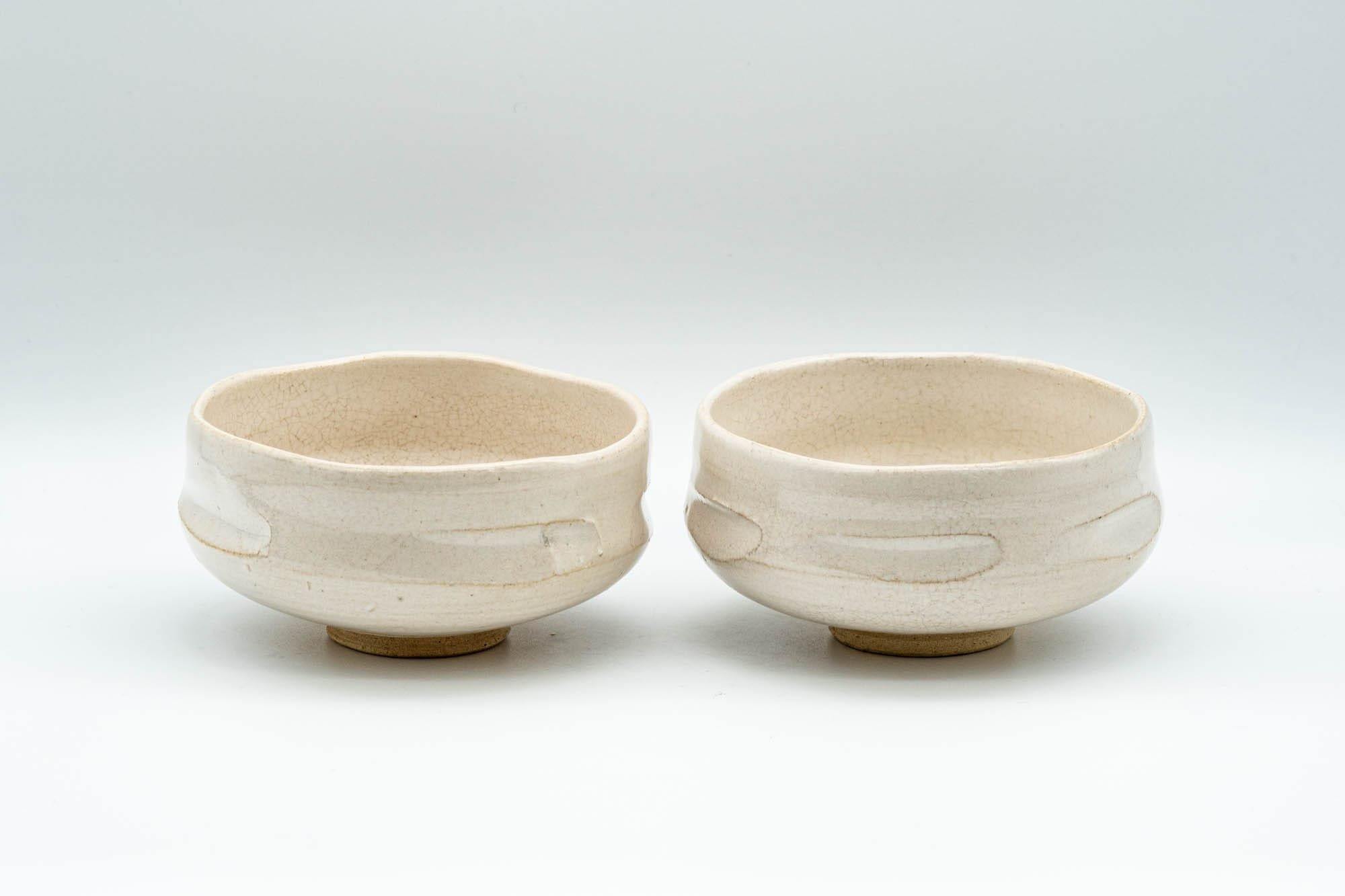Japanese Teacups - Pair of White Glazed Wide Yunomi - 150ml