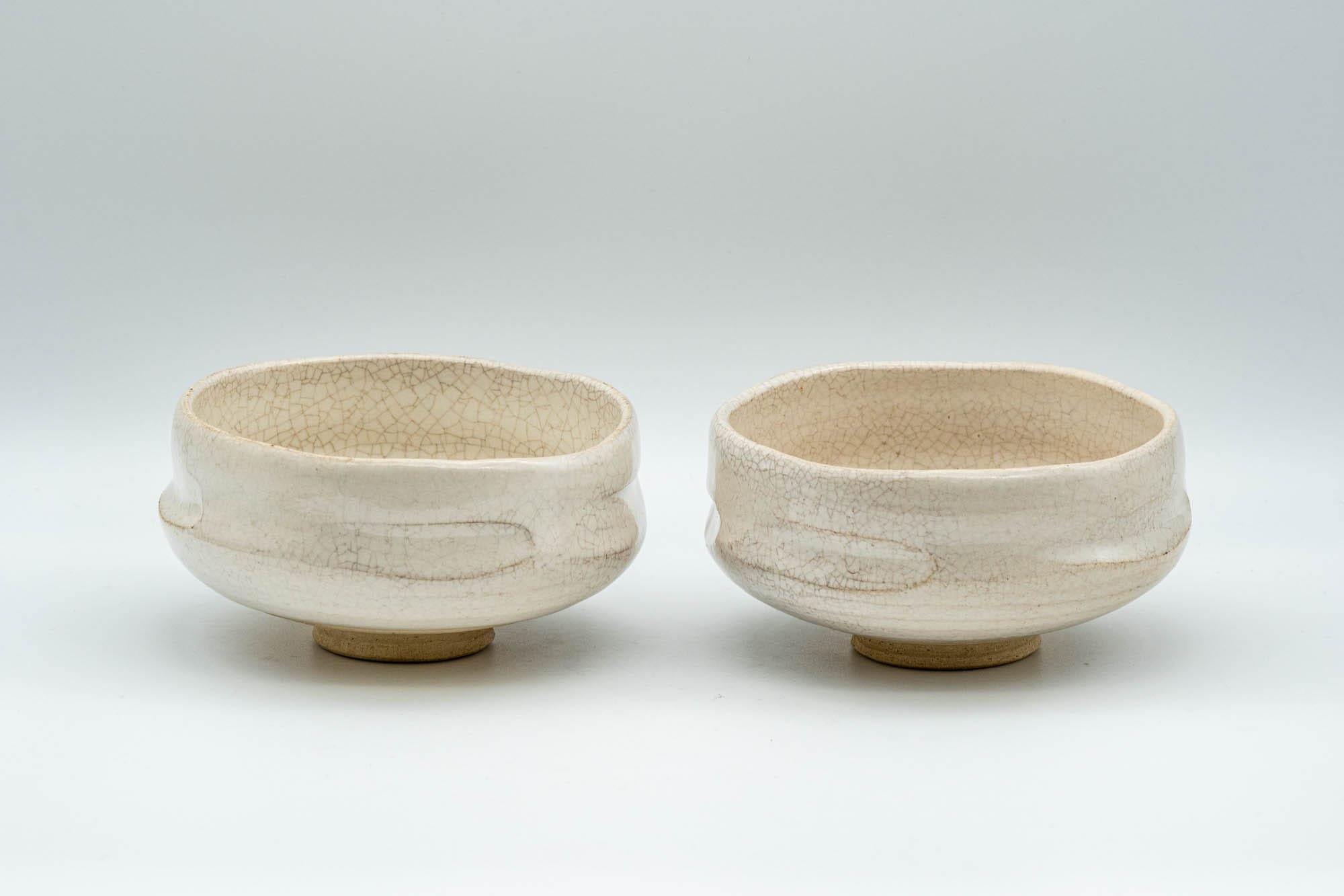 Japanese Teacups - Pair of 赤膚山 Akiyama Kiln White Glazed Wide Akahada-yaki Yunomi - 150ml