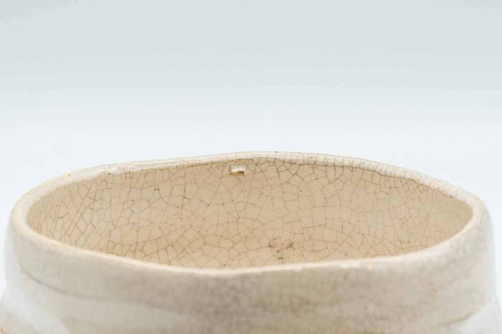 Japanese Teacups - Pair of 赤膚山 Akiyama Kiln White Glazed Wide Akahada-yaki Yunomi - 150ml
