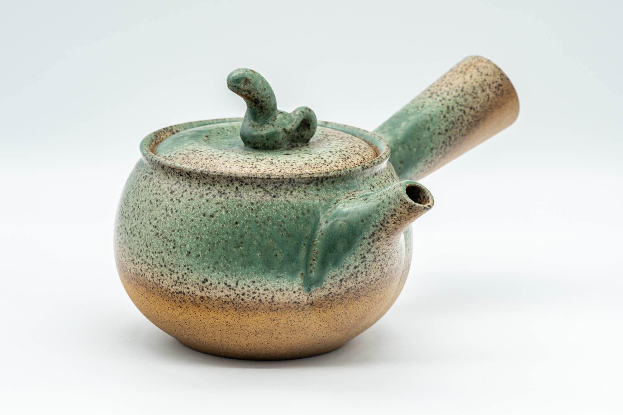 Japanese Kyusu - Speckled Green Glazed Serpent Lid Teapot - 350ml