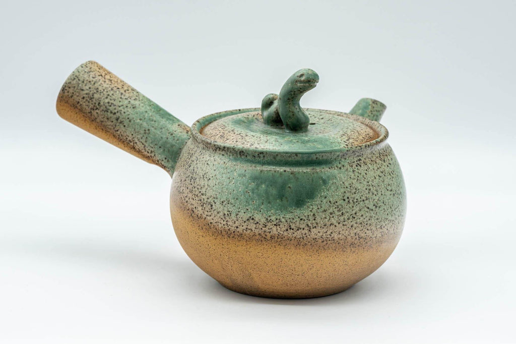 Japanese Kyusu - Speckled Green Glazed Serpent Lid Teapot - 350ml