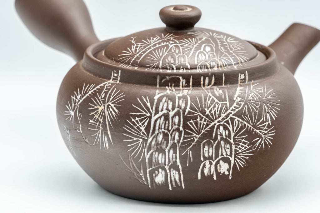 Japanese Kyusu - Brown and White Bamboo Teapot - 375ml