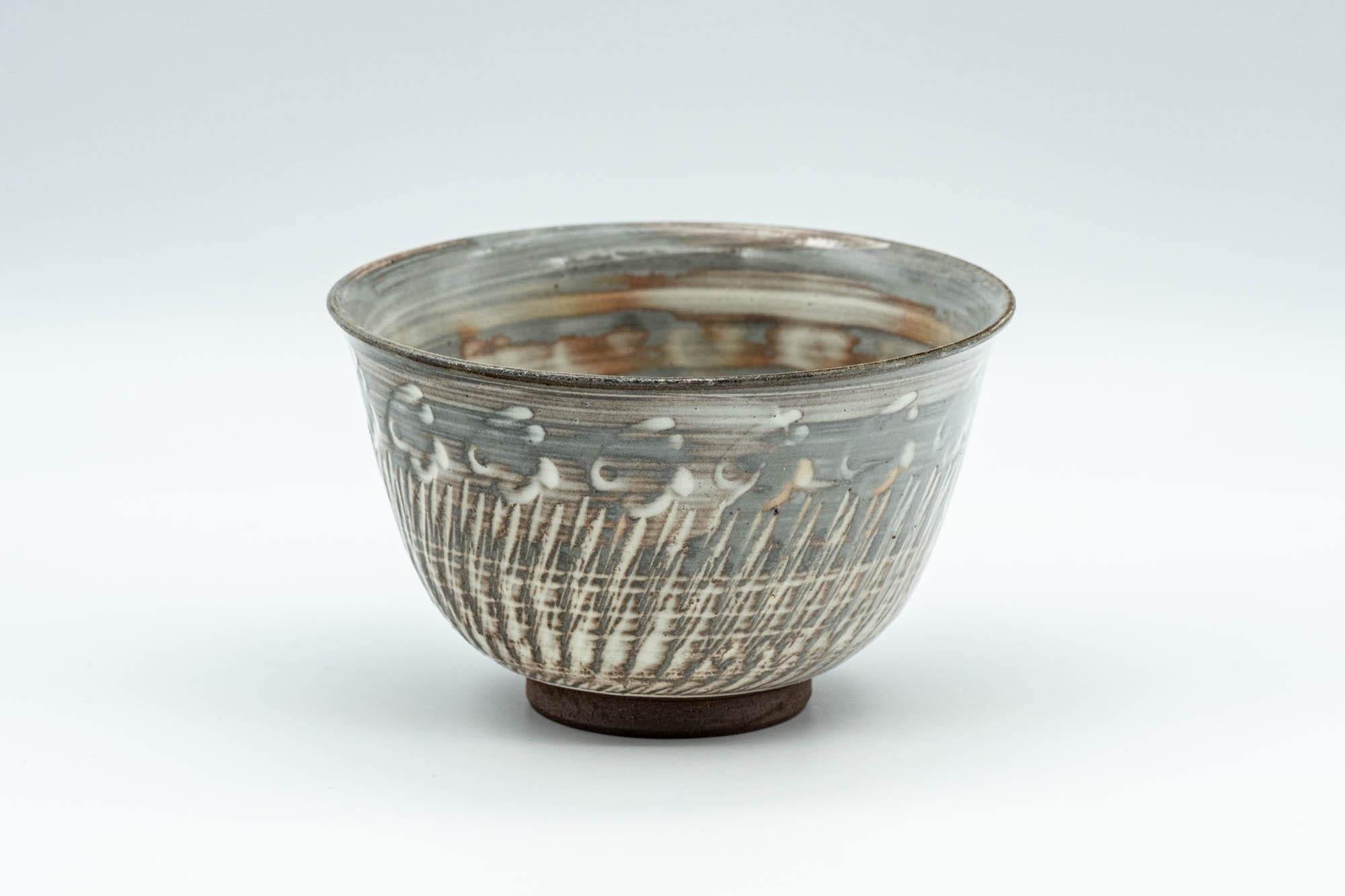 Japanese Teacup - Engraved Floral Spiraling Kyo-yaki Yunomi  - 130ml
