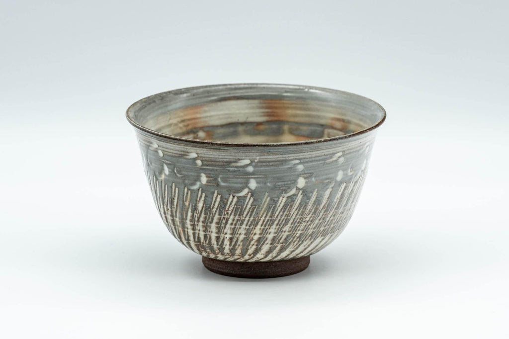 Japanese Teacup - Engraved Floral Spiraling Kyo-yaki Yunomi  - 130ml