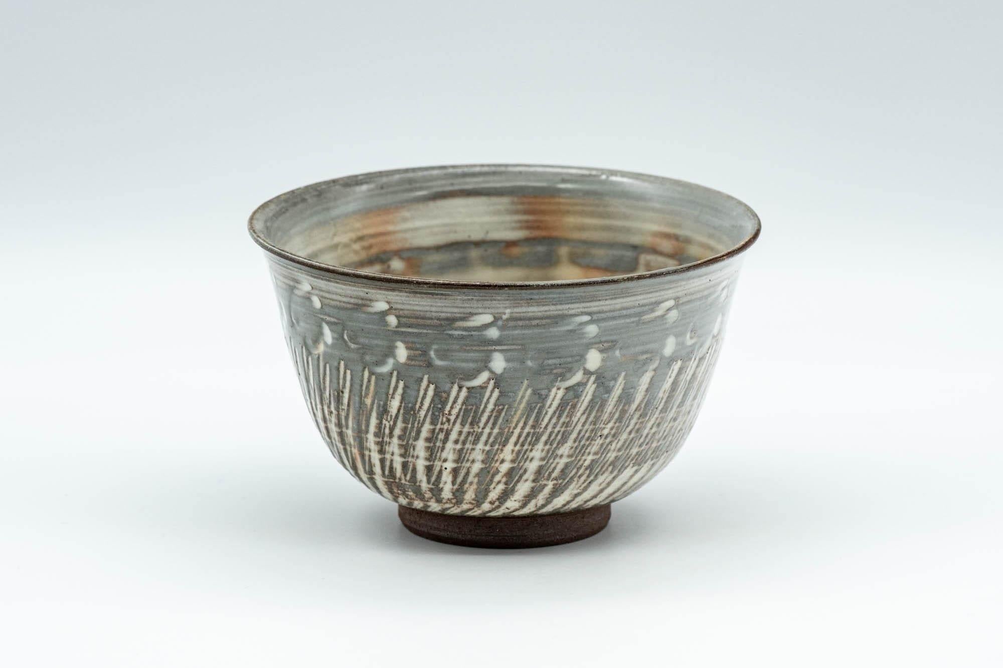 Japanese Teacup - Engraved Floral Spiraling Kyo-yaki Yunomi  - 130ml