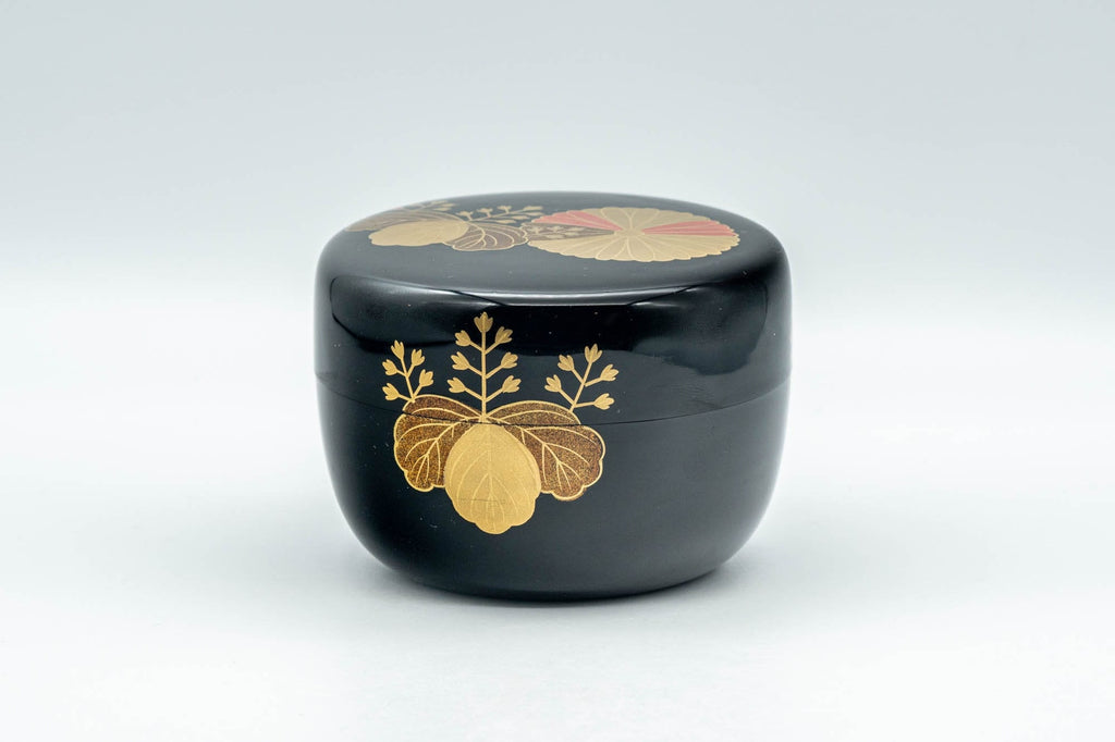 Japanese Natsume - Hira-Natsume Chrysanthemum Lacquer Matcha Tea Caddy - 100ml