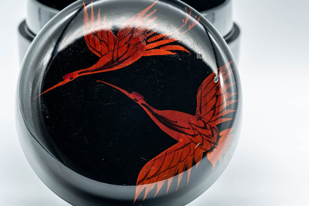 Japanese Natsume - Egrets Lacquer Matcha Tea Caddy - 100ml