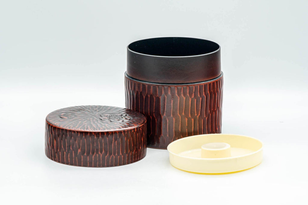Japanese Chazutsu - Floral Textured Lacquer Tea Canister - 300ml