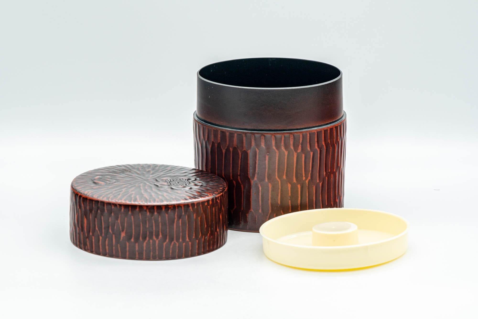 Japanese Chazutsu - Floral Textured Lacquer Tea Canister - 300ml