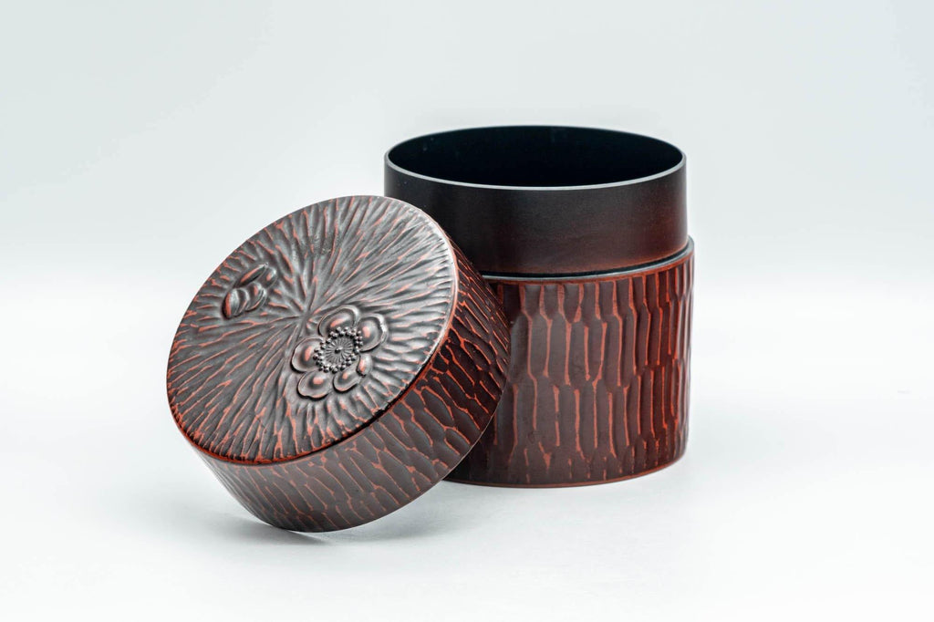 Japanese Chazutsu - Floral Textured Lacquer Tea Canister - 300ml