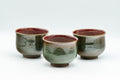 Japanese Teacups - Set of 3 Olive and Purple Yunomi - 150ml