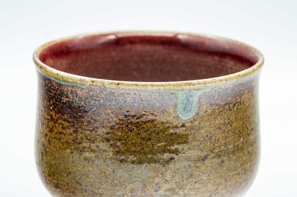 Japanese Teacups - Set of 3 Olive and Purple Yunomi - 150ml