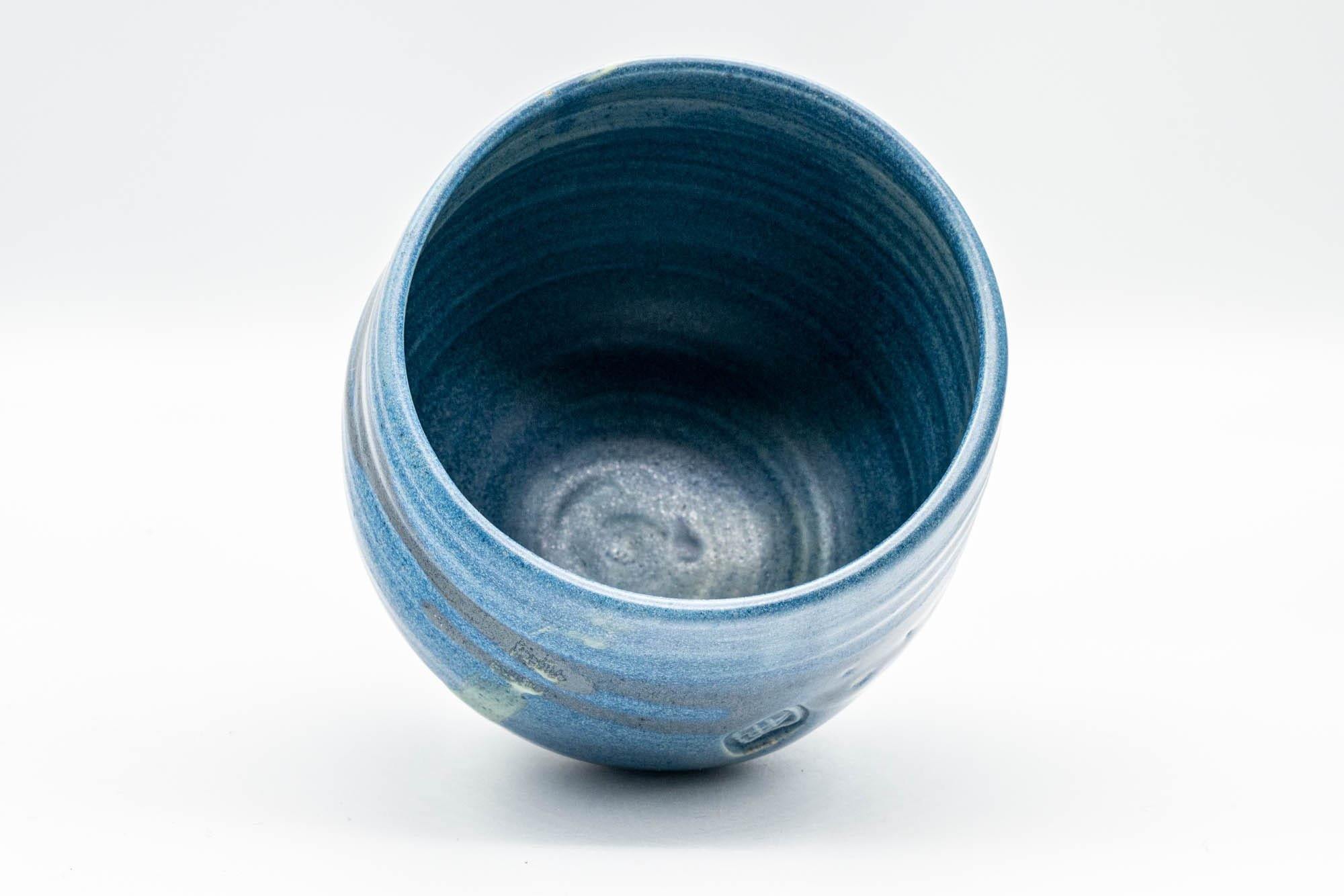 Japanese Matcha Bowl - Blue Hakeme Glazed Wabi-Sabi Chawan - 500ml