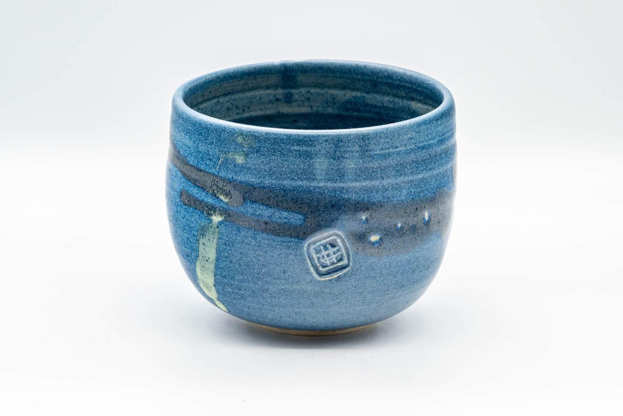 Japanese Matcha Bowl - Blue Hakeme Glazed Wabi-Sabi Chawan - 500ml