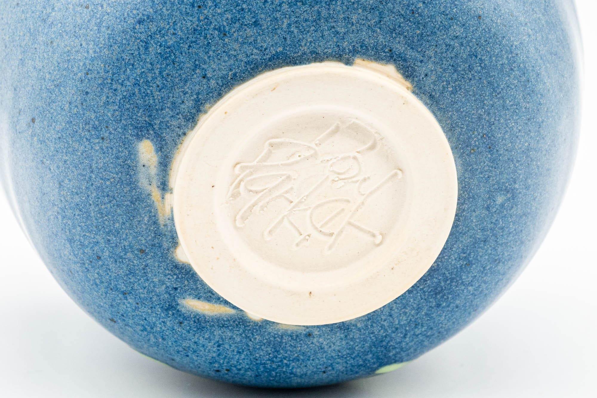 Japanese Matcha Bowl - Blue Hakeme Glazed Wabi-Sabi Chawan - 500ml