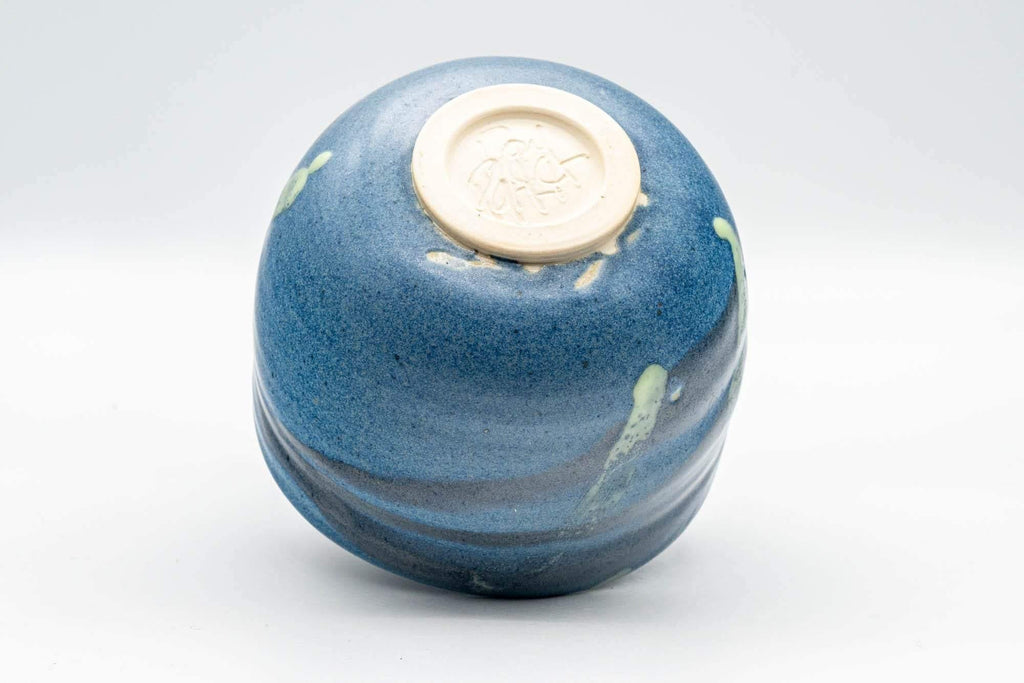 Japanese Matcha Bowl - Blue Hakeme Glazed Wabi-Sabi Chawan - 500ml