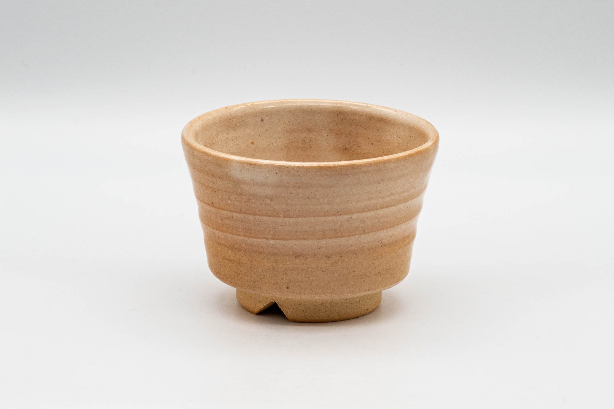 Japanese Teacups - Pair of Beige Asagao-gata Hagi-yaki Yunomi - 110ml