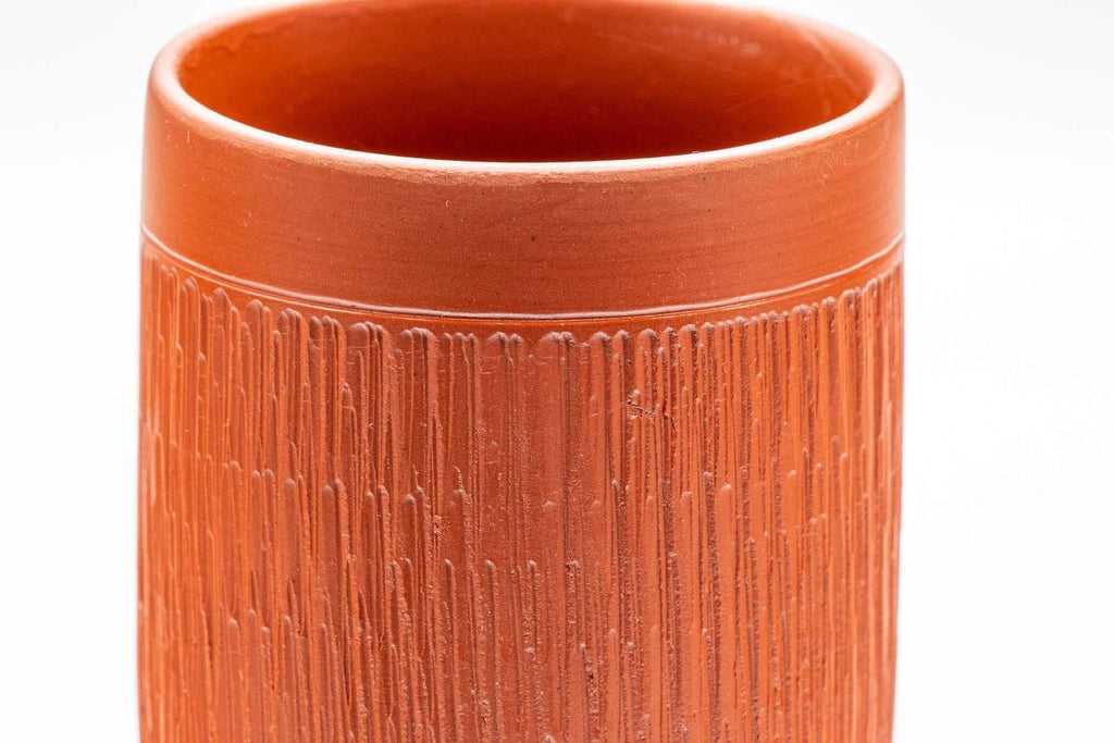 Japanese Teacup - Engraved Tsutsu-gata Tokoname-yaki Yunomi - 190ml