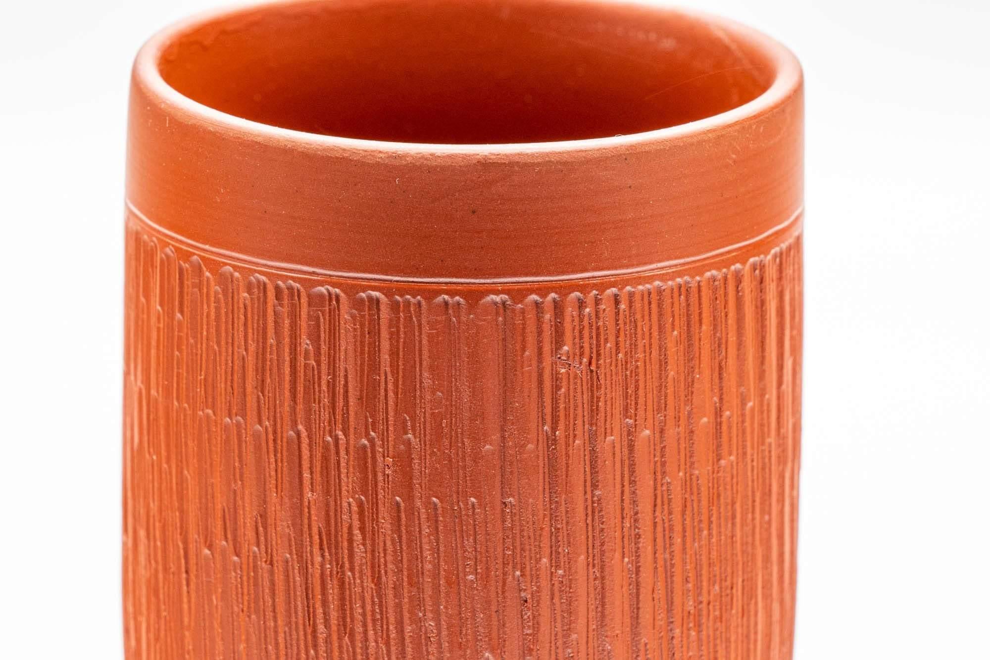 Japanese Teacup - Engraved Tsutsu-gata Tokoname-yaki Yunomi - 190ml