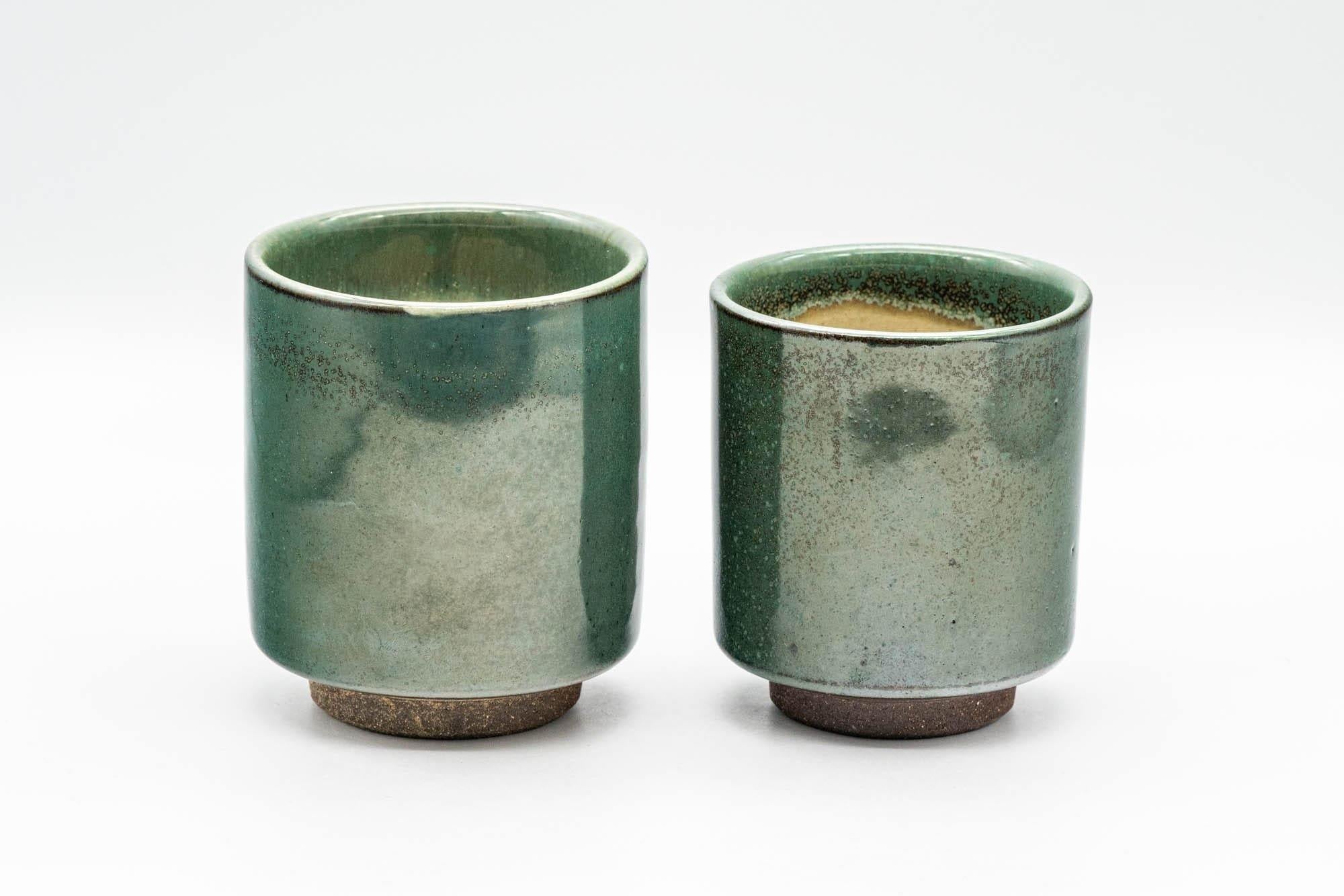 Japanese Teacups - Pair of Green and Yellow Meoto Yunomi
