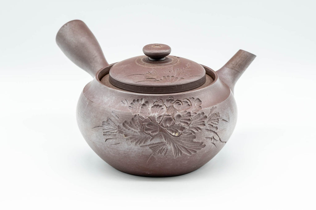 Japanese Kyusu - Large Banko-yaki 萬古焼 Teapot with Floral Motif - 500ml