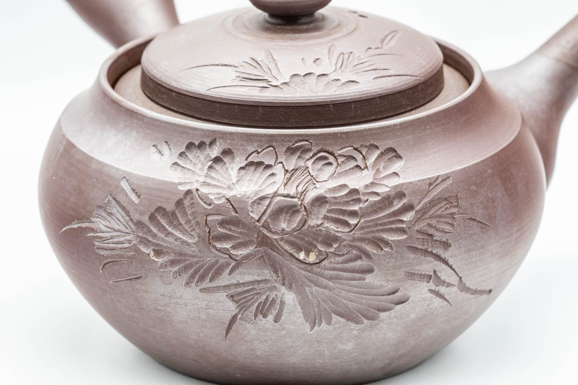 Japanese Kyusu - Large Banko-yaki 萬古焼 Teapot with Floral Motif - 500ml