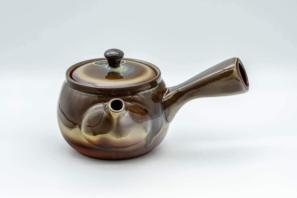 Japanese Kyusu - Brown and Blue Drip-Glazed Teapot - 400ml