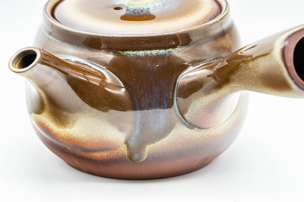 Japanese Kyusu - Brown and Blue Drip-Glazed Teapot - 400ml