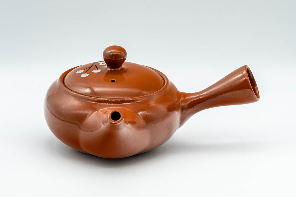 Japanese Kyusu - Engraved Plum Blossoms Tokoname-yaki Teapot - 350ml