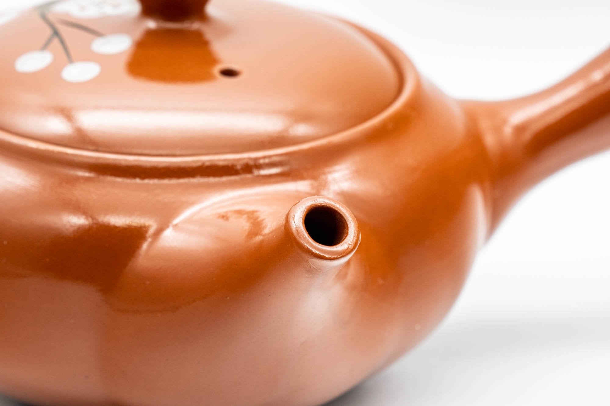 Japanese Kyusu - Engraved Plum Blossoms Tokoname-yaki Teapot - 350ml