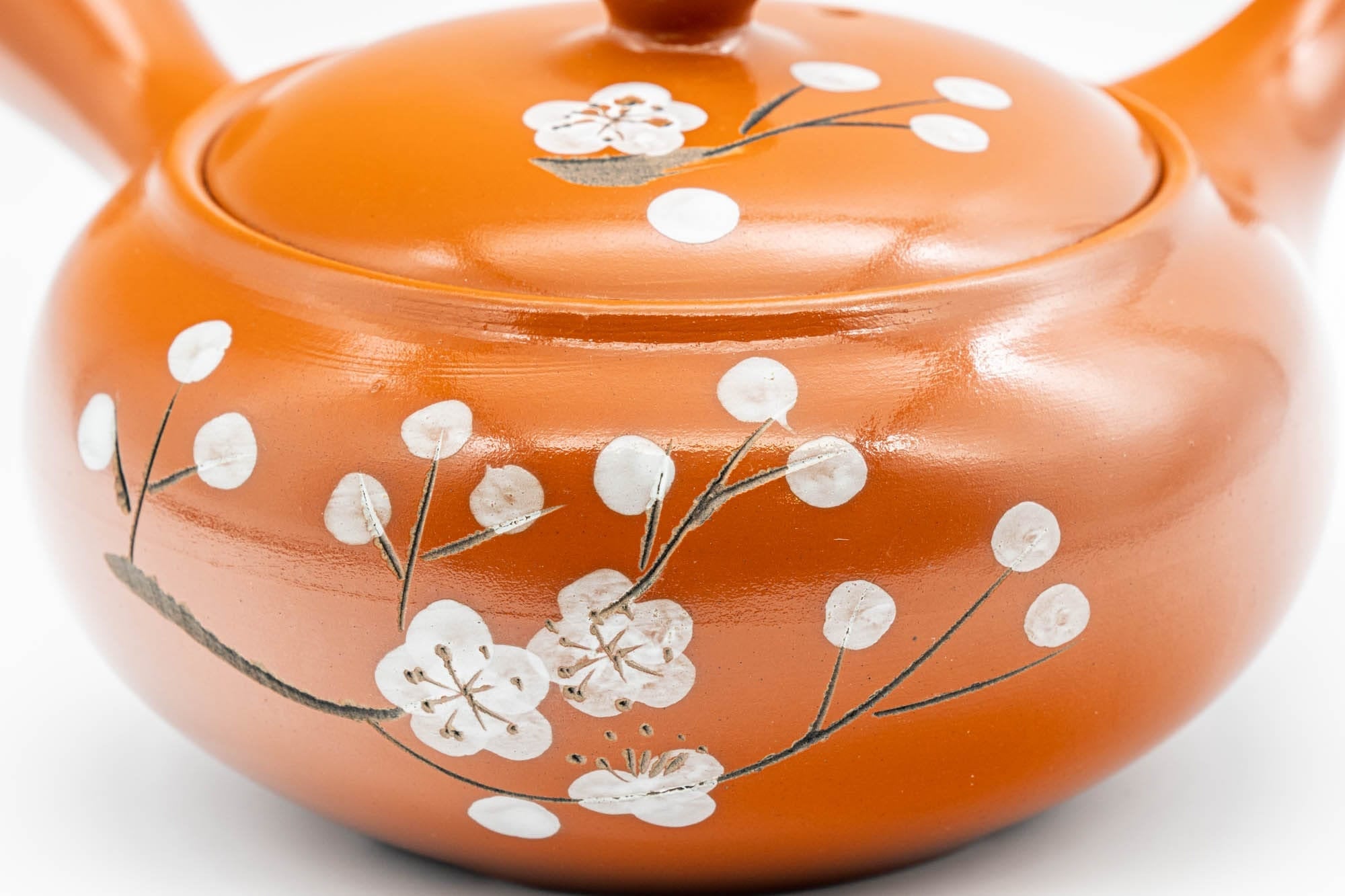 Japanese Kyusu - Engraved Plum Blossoms Tokoname-yaki Teapot - 350ml