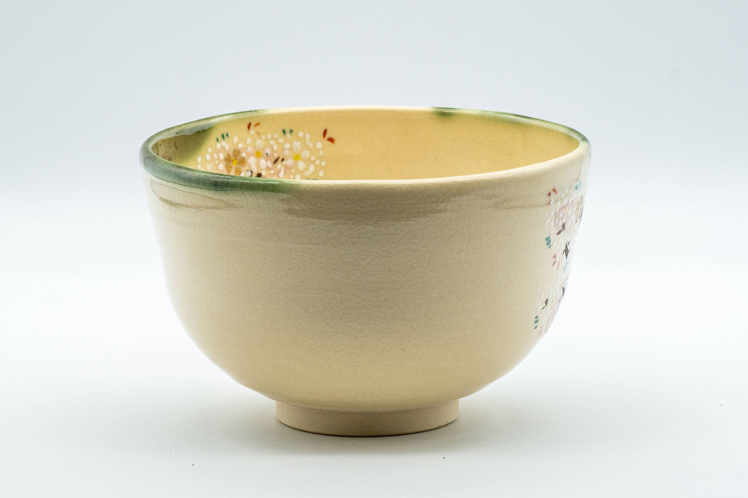 Japanese Matcha Bowl - 宝泉 Hosen Ninsei Cherry Blossom KIyomizu-yaki Chawan - 400ml
