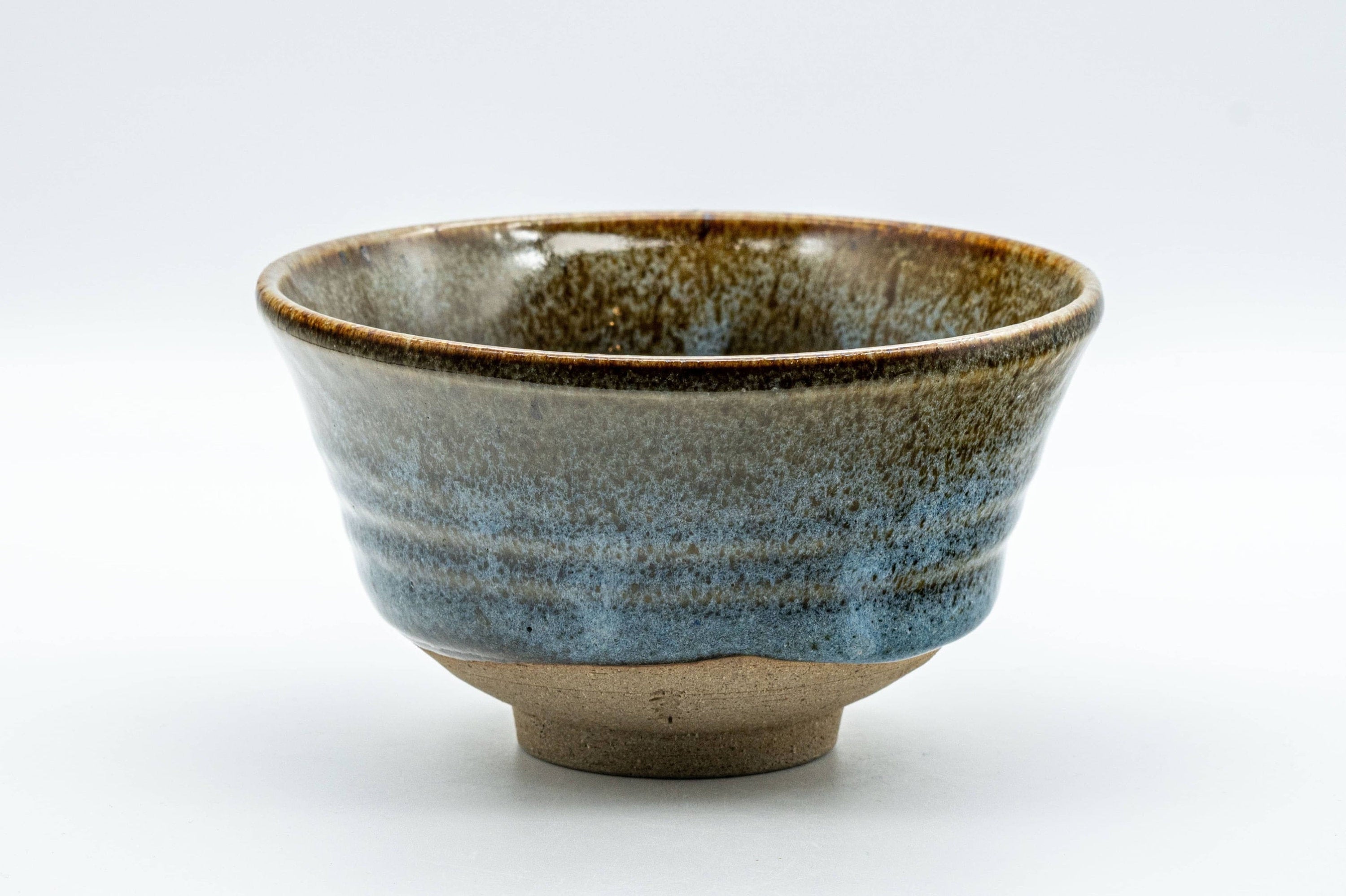 Japanese Matcha Bowl - 芳翠 Housui - Tenmoku Nagashi Glazed Ido-gata Chawan - 350ml