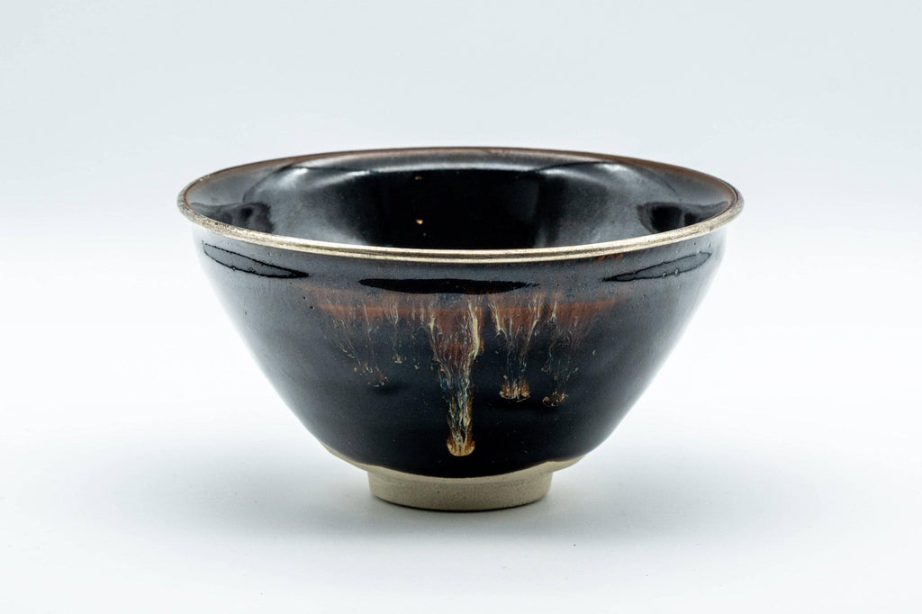 Japanese Matcha Bowl - Teiichi Oketani 定一桶谷 Black Tenmoku Kyo-yaki Chawan with Fukurin - 300ml