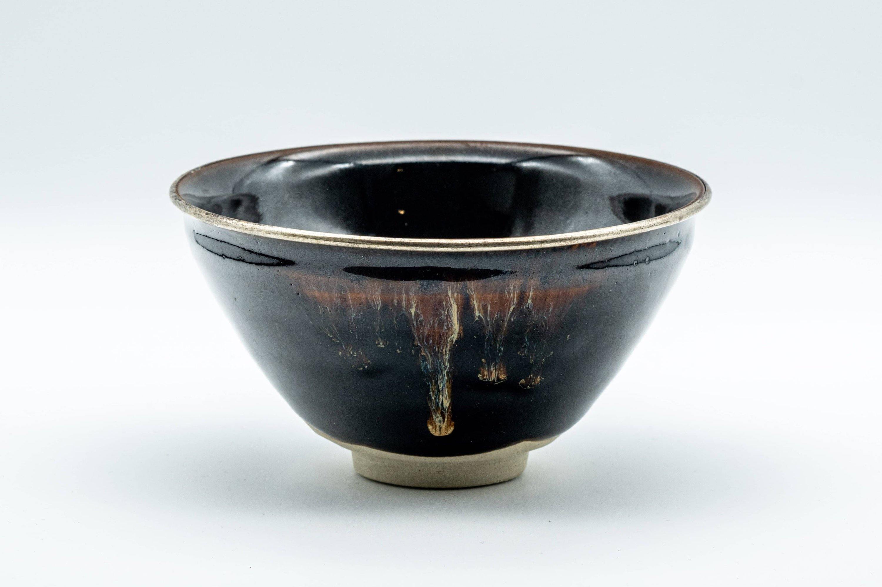 Japanese Matcha Bowl - Teiichi Oketani 定一桶谷 Black Tenmoku Kyo-yaki Chawan with Fukurin - 300ml