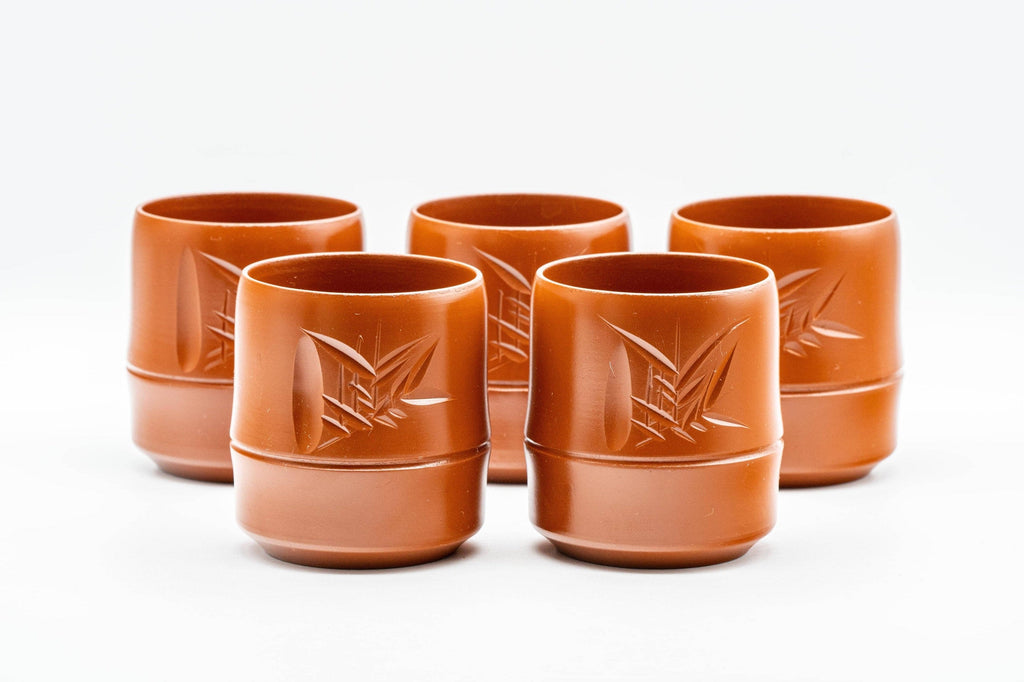 Japanese Teacups - Set of 5 Bamboo Tokoname-yaki Yunomi with Gift Box - 125ml